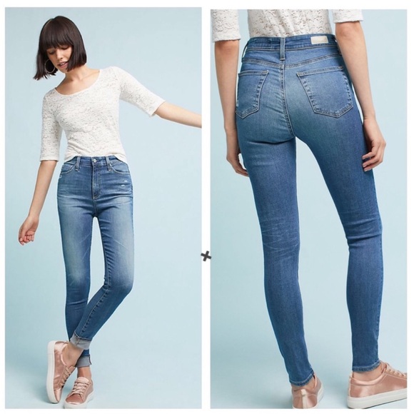 AG The Mila Super High Rise Skinny Jeans Distressed Raw Hem Size 26 - Picture 1 of 13